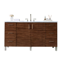 60" Metropolitan Single Bathroom Vanity, American Walnut with Arctic Fall Top
