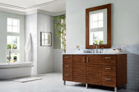 60" Metropolitan Single Bathroom Vanity, American Walnut with Arctic Fall Top