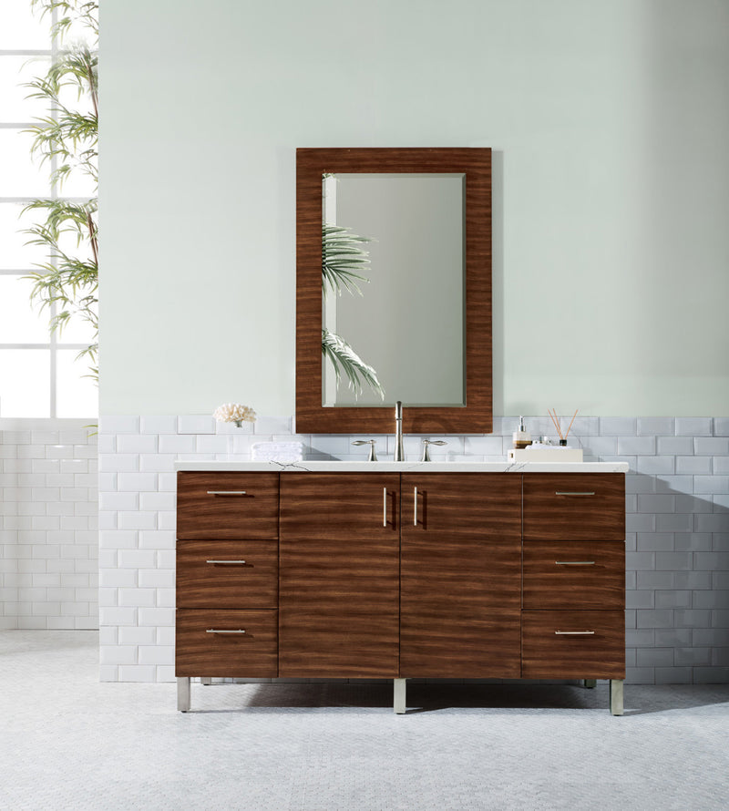 60" Metropolitan Single Bathroom Vanity, American Walnut with Eternal Marfil Top