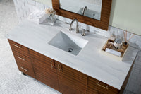 60" Metropolitan Single Bathroom Vanity, American Walnut with Arctic Fall Top
