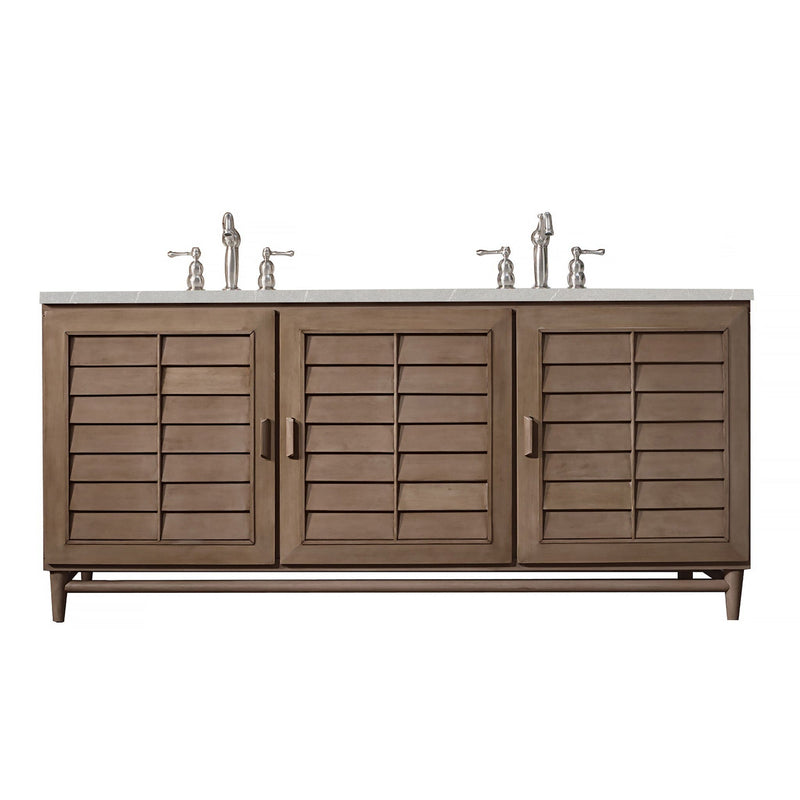 72" Portland Double Bathroom Vanity, Whitewashed Walnut - vanitiesdepot.com