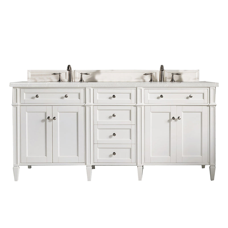 72" Brittany Double Bathroom Vanity, Bright White - vanitiesdepot.com