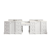 118" De Soto Double Bathroom Vanity with Makeup Counter, Bright White - vanitiesdepot.com