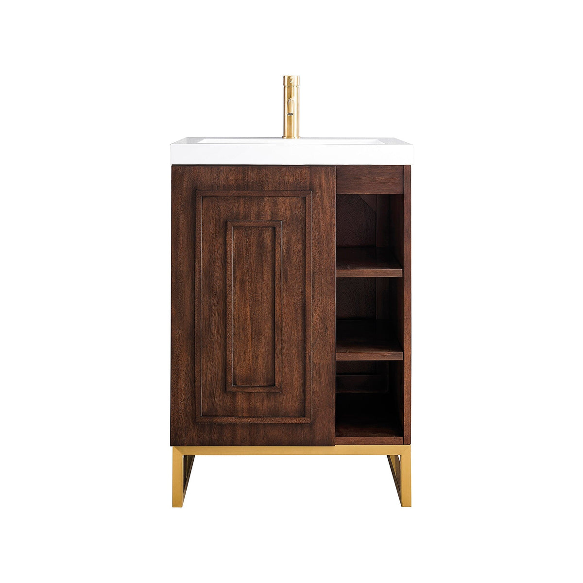 24" Alicante' Single Bathroom Vanity, Mid Century Acacia, Radiant Gold Base